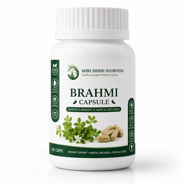 SHRI SIDDH AYURVEDA Brahmi Capsules 60 Capsules | Herbal Brain & Memory Support Supplement | Supports Focus, Mental Clarity & Overall Wellness | Daily Herbal Formula | Suitable for Men & Women