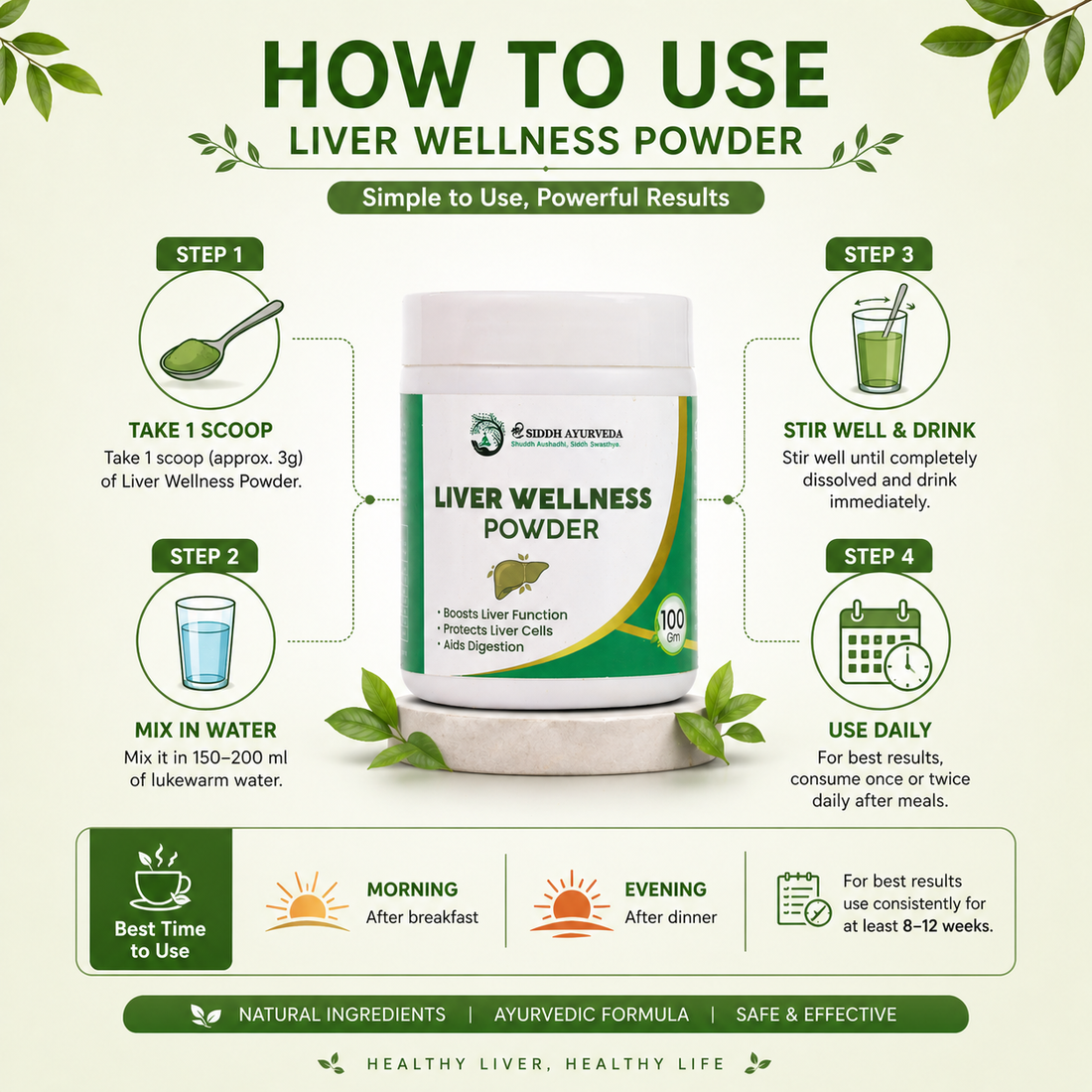 Shri Siddh Ayurveda Liver Wellness Powder | Ayurvedic Herbal Liver Detox Supplement | Supports Liver Function, Digestion & Detox